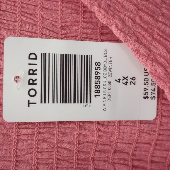 New Torrid Corral Smocked Babydoll Blouse Size 4 4x 26w - Picture 7 of 7